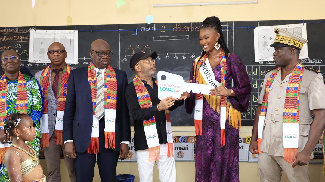 Aboisso : La Fondation LONACI et la Fondation Miss Côte d'Ivoire offrent une nouvelle école aux enfants du quartier SOS Résidentiel