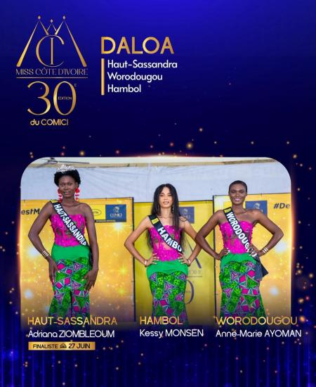 30è Miss CI : Adriana Ziombleoum, 1m84 de grâce et d'ambition, sacrée Miss Haut-Sassandra 2026 à Daloa